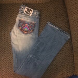 People for peace blue jeans